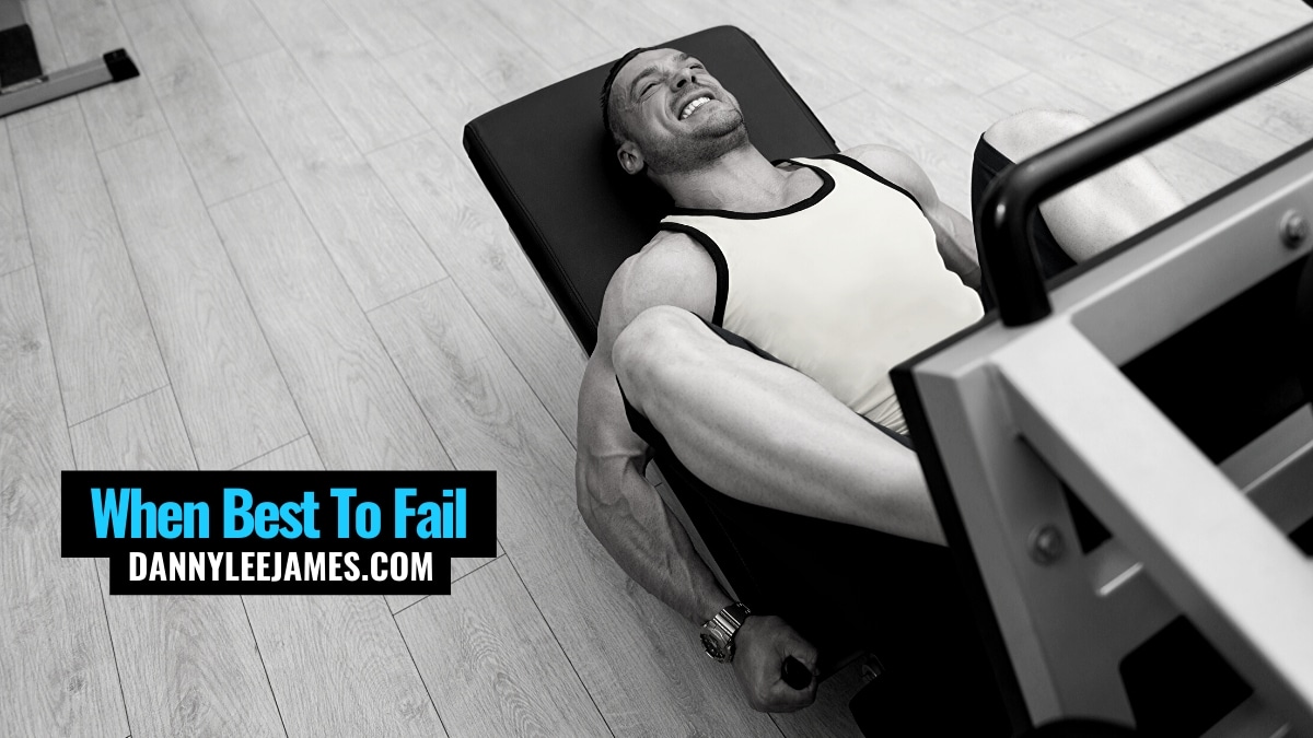 Man taking sets to fail on leg press pushing hard through fatigue