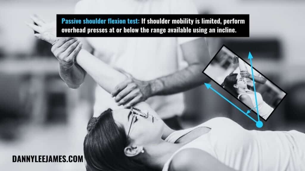 passive shoulder flexion rom test