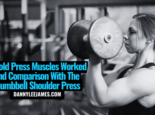 Fit young muscular woman performing dumbbell seated Arnold press